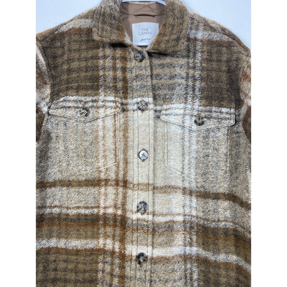 Wilfred Free Aritzia The Ganna Womens Wool Plaid Shacket Jacket M Oversized - Picture 7 of 16